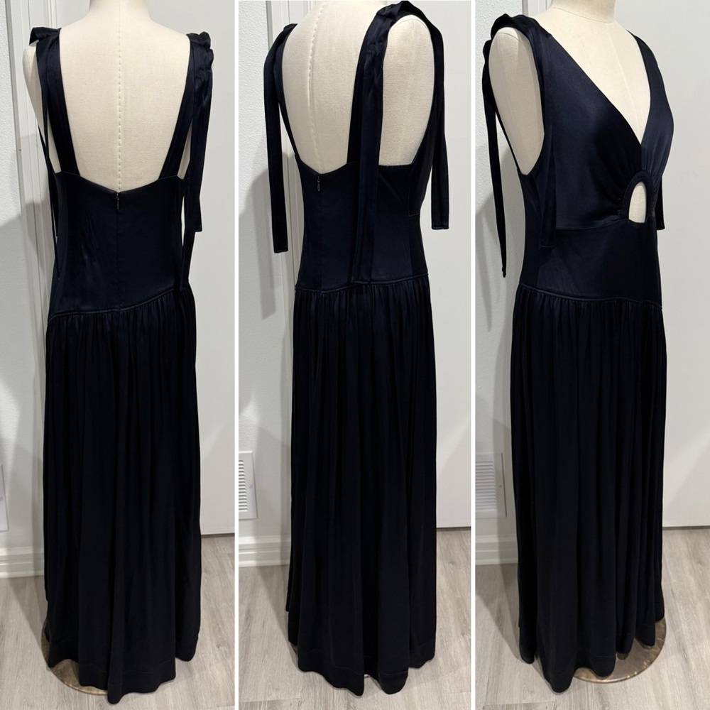3.1 Phillip Lim Navy Satin Maxi Gown Dress - Size 6 - Picture 5 of 8